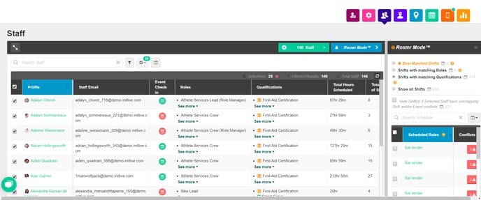 Roster Mode in Staff View