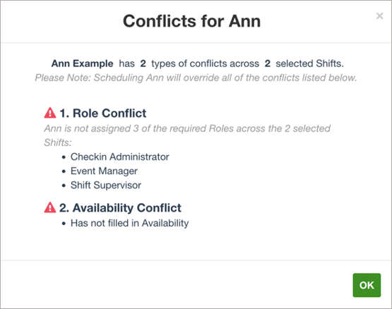 Expanded Conflicts explanation for a volunteer.