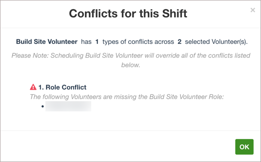 Expanded Conflicts explanation for a shift.