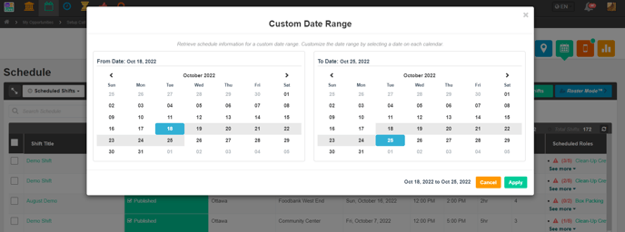 custom date range select 