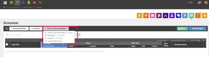 date range selector