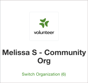 Switch Organizations button near the organization name.