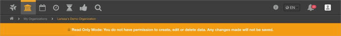 Read-Only Mode banner in an admin's account.