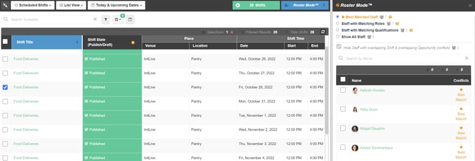 sched rost list