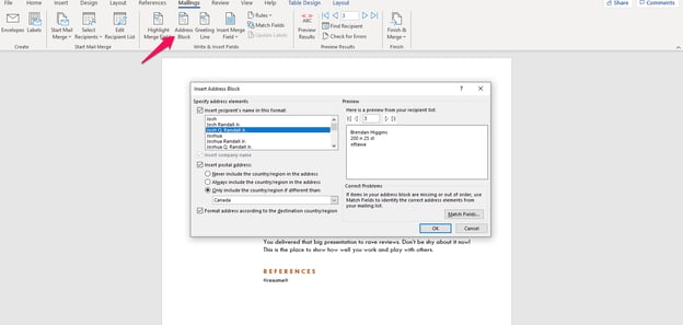 word address block